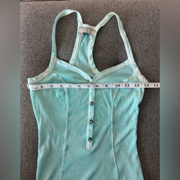Guess Ribbed Blue Turquoise Racer Back Tank XS Elena Gilbert The Vampire Diaries - Picture 3 of 5